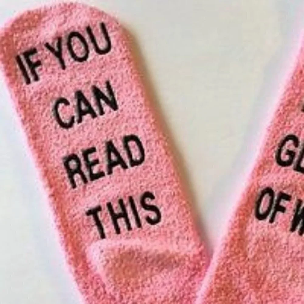 CUPCAKE BRING ME A GLASS OF WINE NOVELTY SOCKS WINE LOVER GIFT
